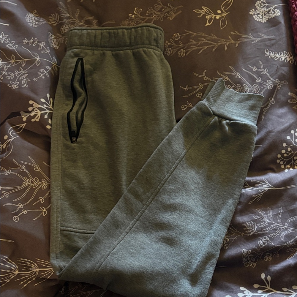 Boys Grey Fleece Joggers with Zipper Pocket